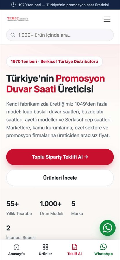 TEMPO ELEKTRONİK PROM.SAAT VE İNŞ.SAN.TİC.LTD.ŞTİ. telefon görünümü