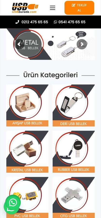 USB BURADA telefon görünümü