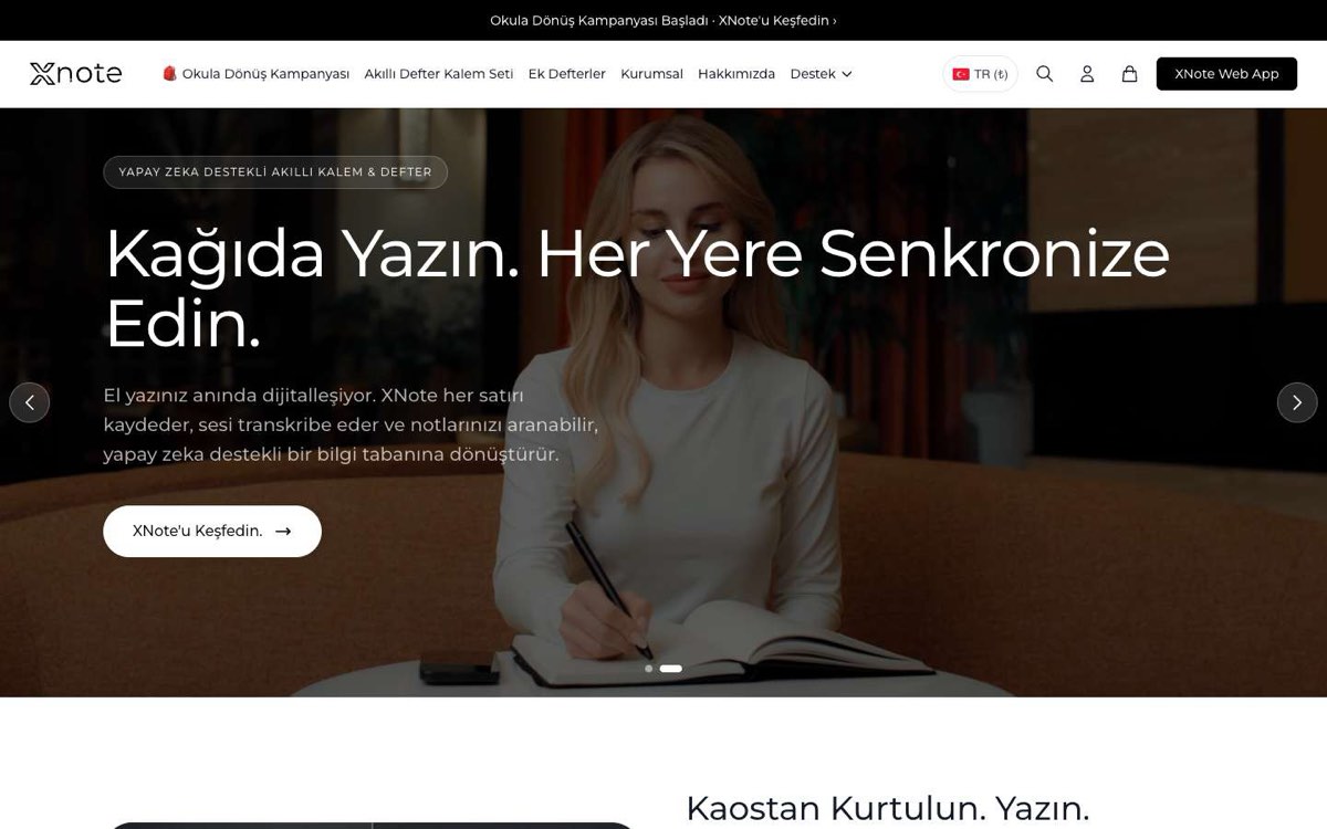 X NOTE masaüstü görünümü