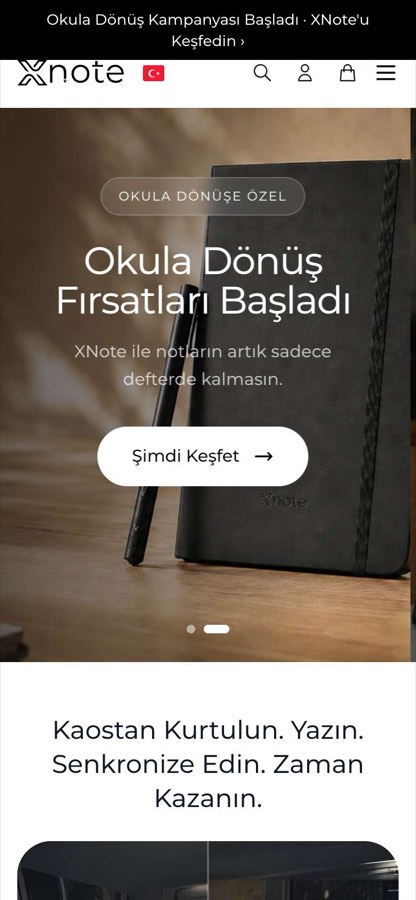 X NOTE telefon görünümü
