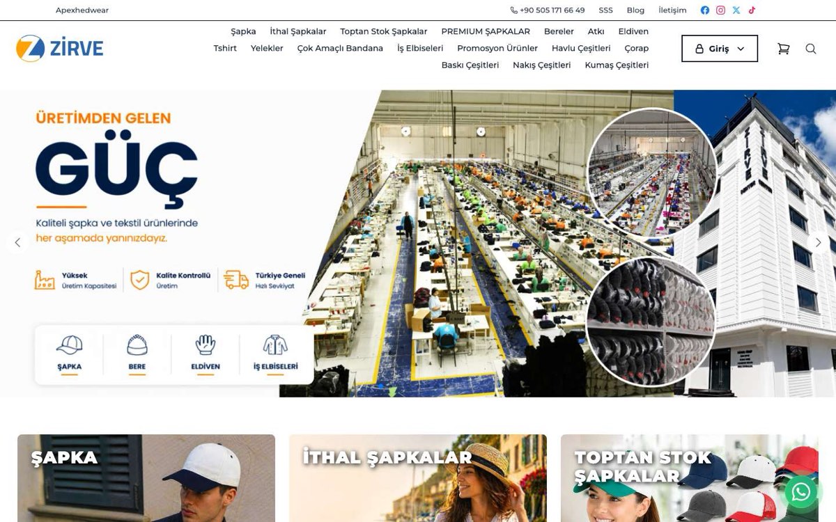 ZİRVE ŞAPKA İŞ MARKET PROM.AKS.SAN.VE TİC.LTD.ŞTİ. masaüstü görünümü