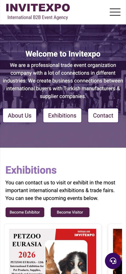 INVITEXPO telefon görünümü