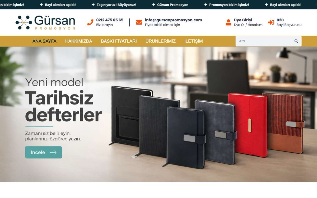 GÜRSAN AJANS DIŞ TİC.VE LTD.ŞTİ. (gursanpromosyon.com) masaüstü görünümü