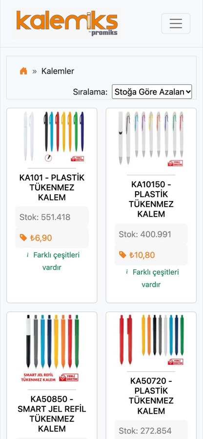 KALEMİKS telefon görünümü