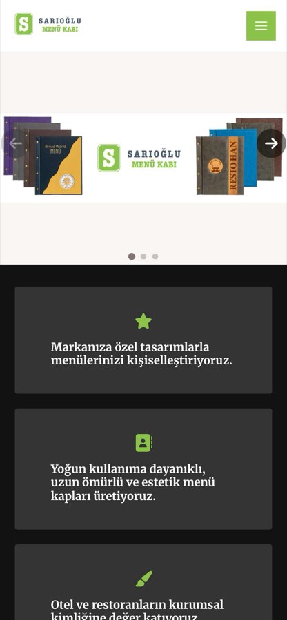 SARIOĞLU MENÜ HASAN SARIOĞLU telefon görünümü
