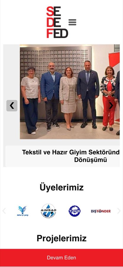 SEDEFED(Sektörel Dernekler Federasyonu ) telefon görünümü